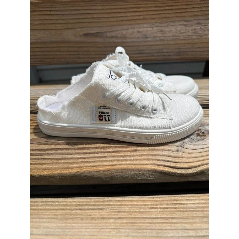 Women Canvas Slip on Sneakers Denim Casual Shoes Lace Up Beach Shoes Summer 38 - Picture 8 of 9